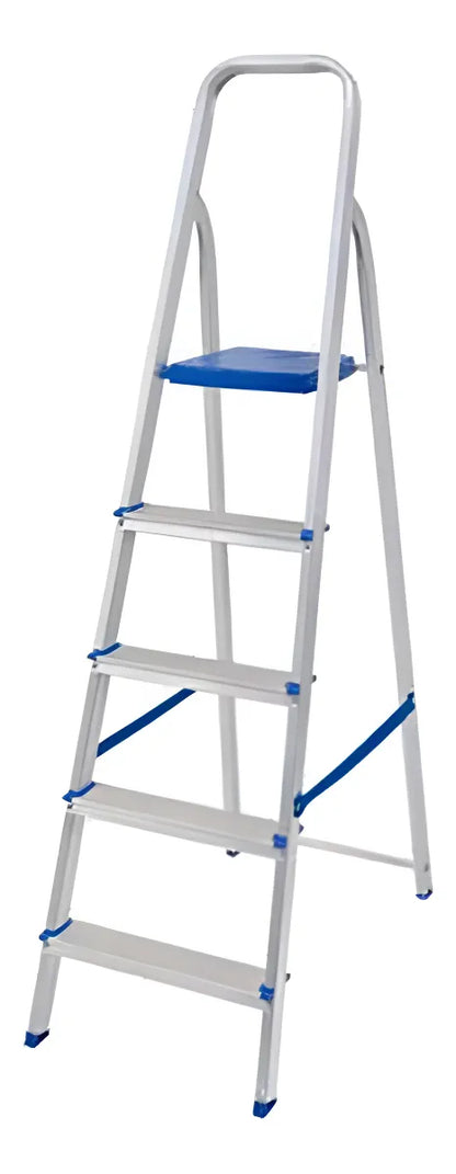 Escada 5 Degraus Alumínio Tesoura Doméstica Reforçada