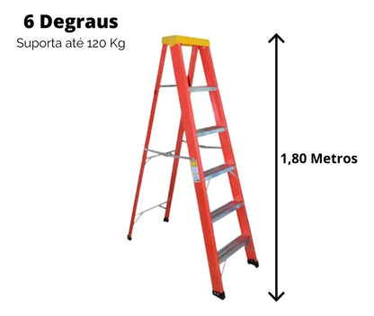 Escada de Fibra de Vidro 6 Degraus