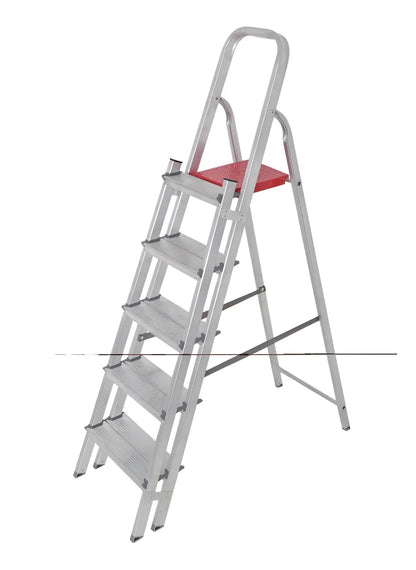 Escada De Alumínio Dupla 5 Degraus Natural 120kg Reisam